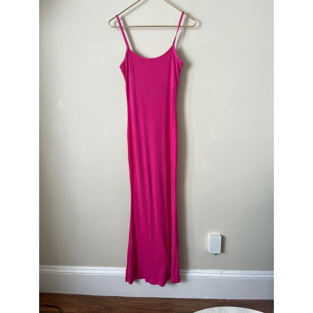 Popilush Hot Pink Ribbed Built-In Shapewear Slip Maxi Dress Size L Womens summer - Picture 5 of 5